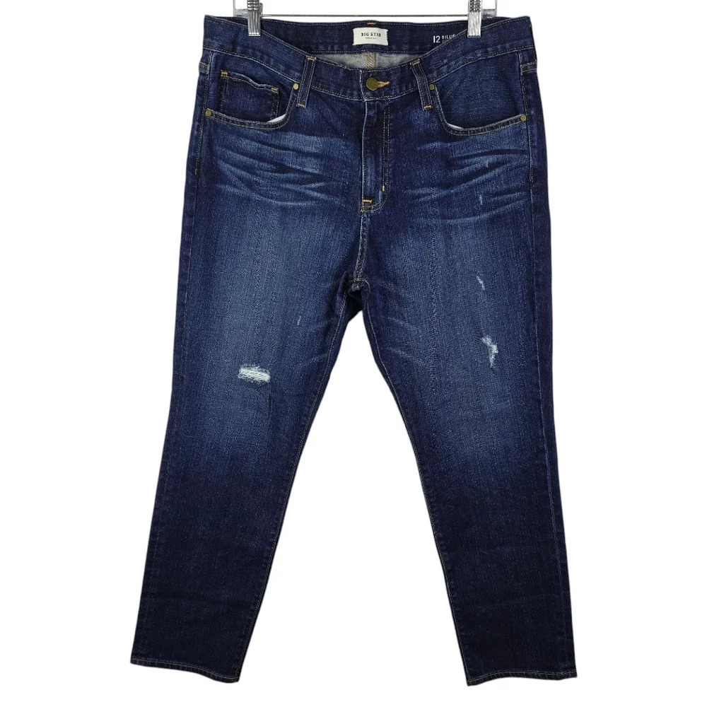 Big Star Women's Nova Xvi Dark Wash 12 Billie Slim Slouch Jean Size12 Distressed